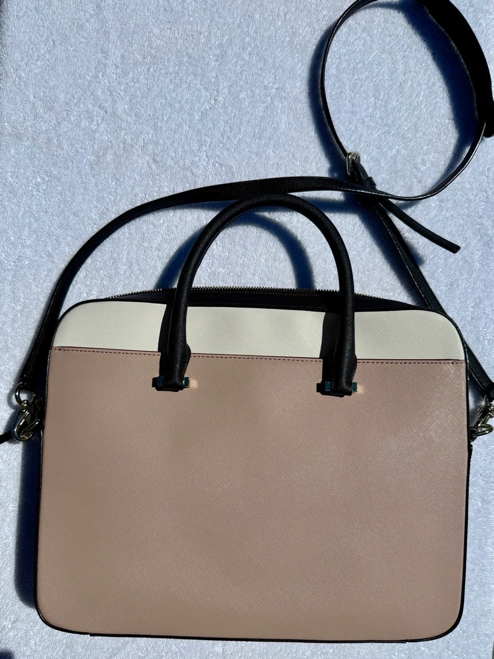 kate spade Pink, Cream & Black Leather Laptop Satchel